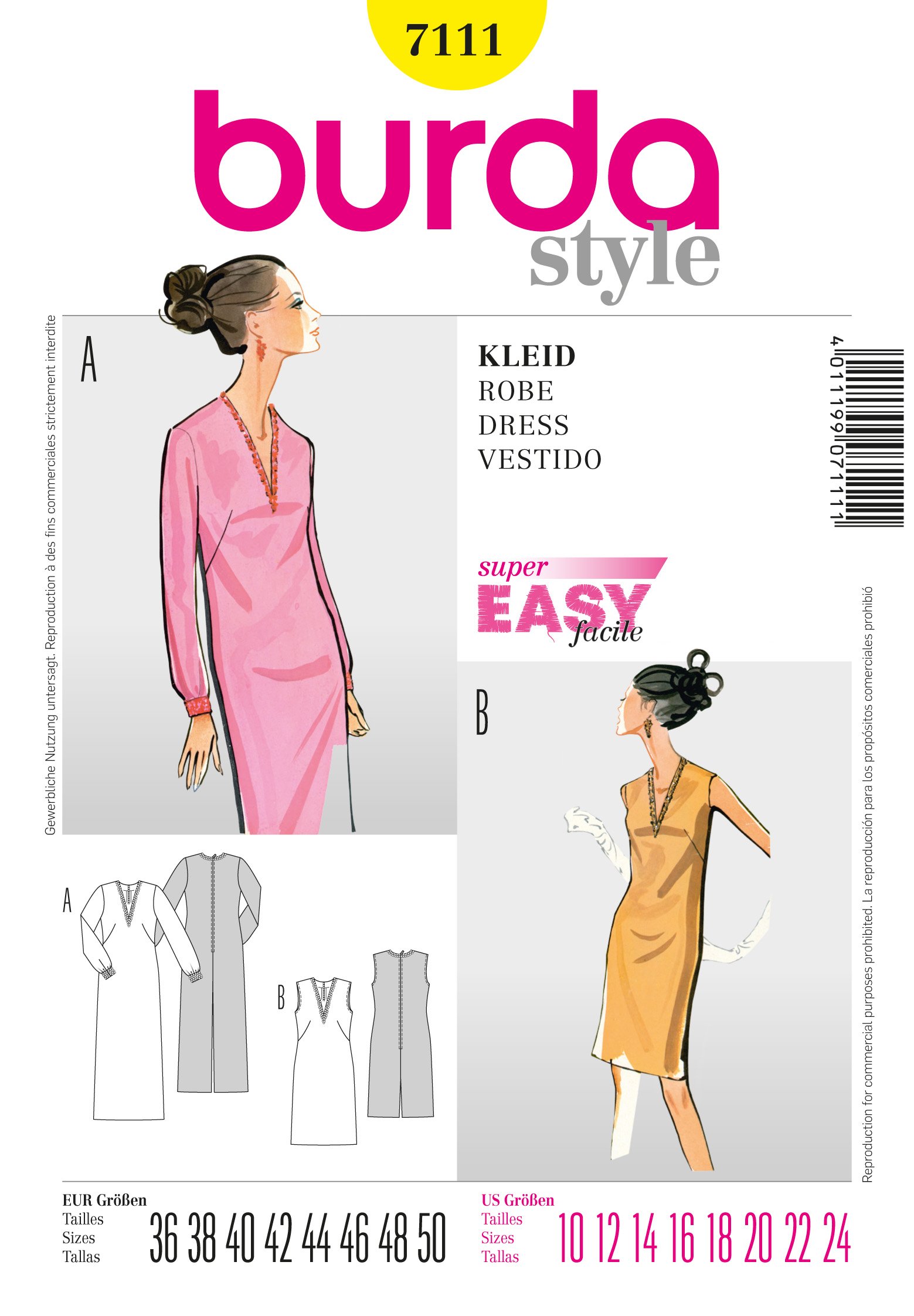 Patron Burda 7111 Robe